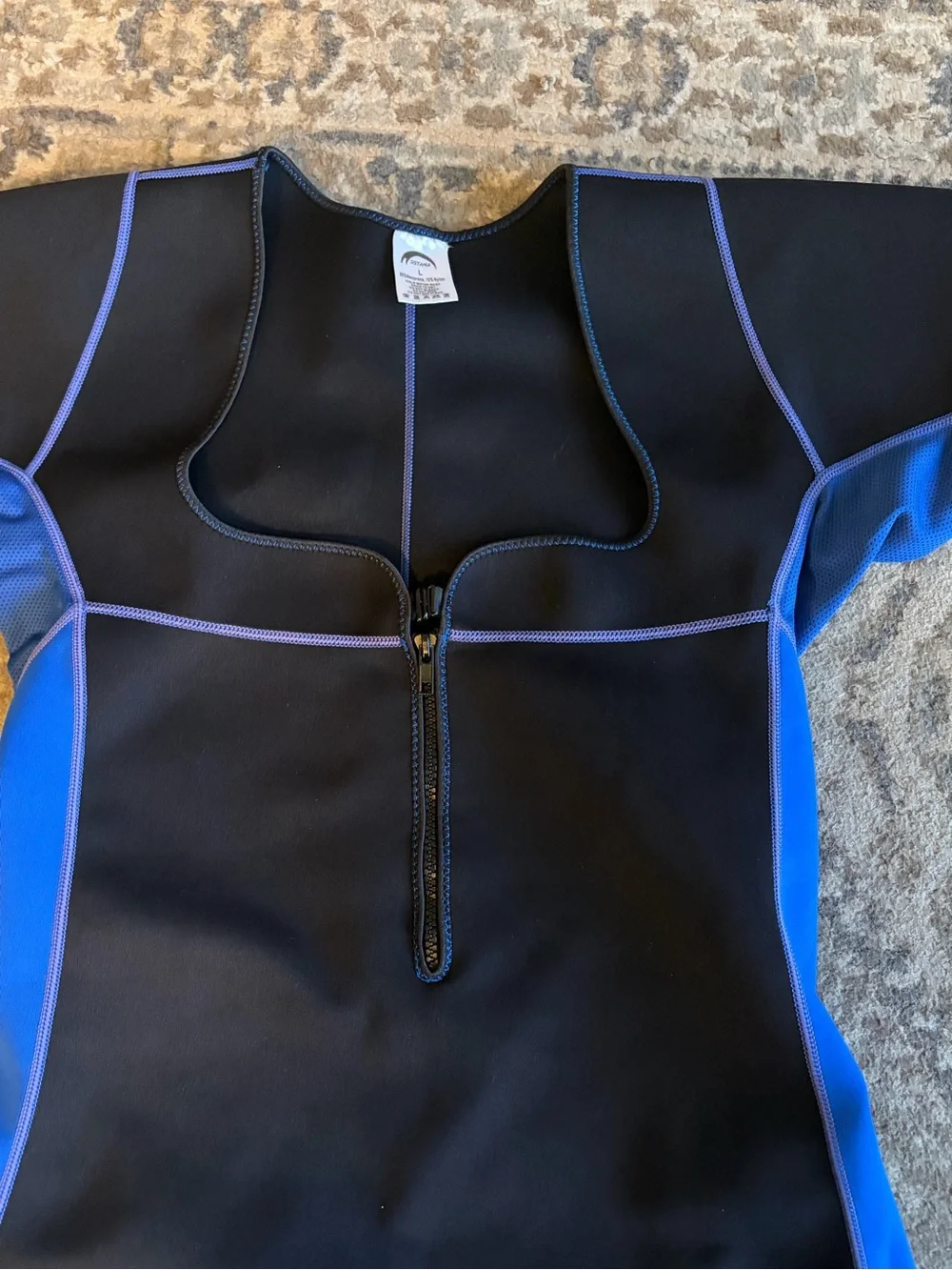 Ladies Short Sleeve Neoprene Rashguard wet Suit - Black & Blue